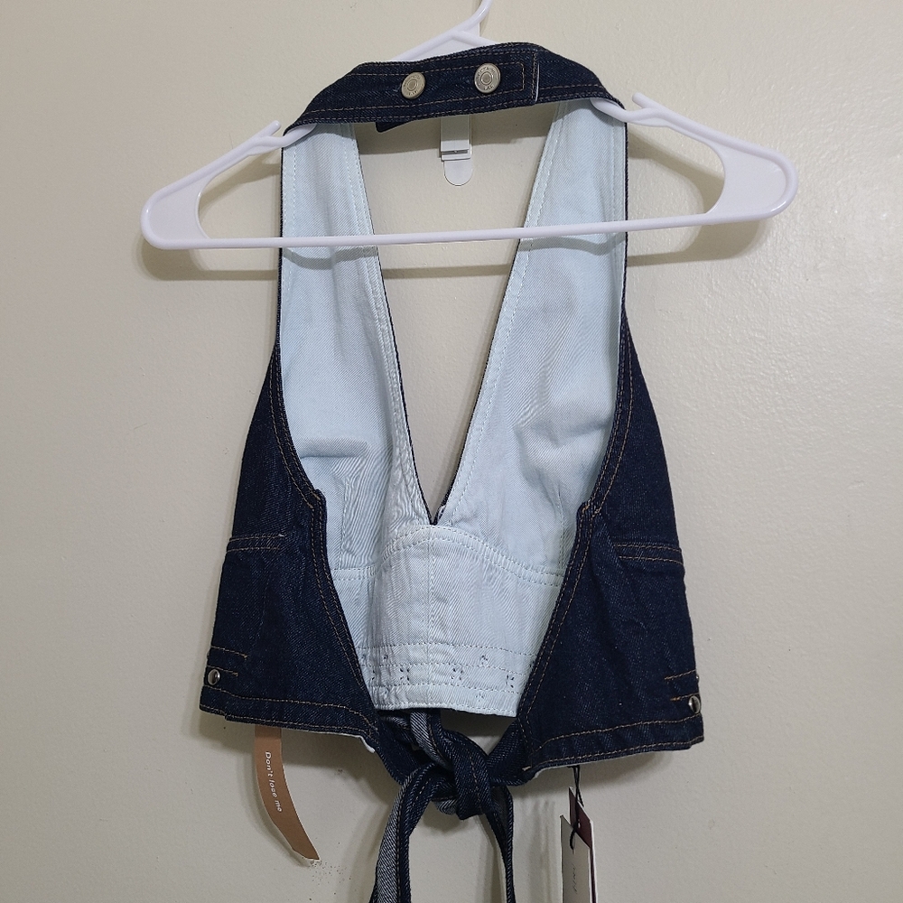 NWT Reformation Halter Demim Top - Picture 5 of 12